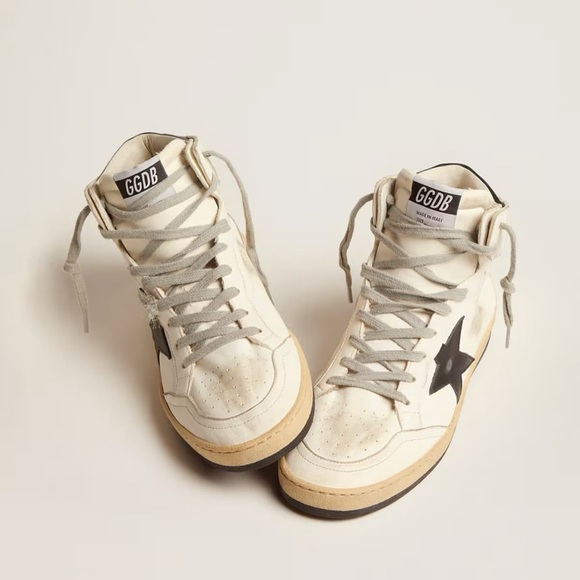 Golden Goose Shoes - Golden Goose High-Top Sneakers - Cream and Black